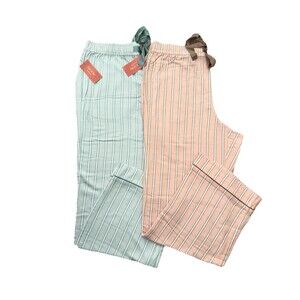 State of Day Women’s Pajama Pants Bundle M  Mint & Pink Stripe NWT